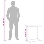 vidaXL Table d'appoint avec roues Blanc 55x35x70 cm Bois d'ingénierie