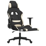 vidaXL Chaise de jeu avec repose-pied Noir et crème Tissu