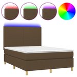 vidaXL Sommier à lattes de lit matelas et LED Marron foncé 140x200 cm