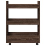 vidaXL Chariot de rangement étroit 3 niveaux chêne marron