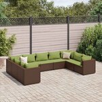 vidaXL Salon de jardin avec coussins 9 Pièces marron résine tressée