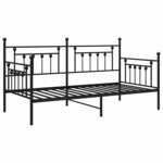 vidaXL Cadre de lit de jour avec tête de lit Noir 107 x 203 cm Acier