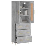 vidaXL Buffet haut Gris béton 69 5x34x180 cm Bois d'ingénierie