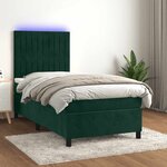 vidaXL Sommier à lattes de lit matelas LED Vert foncé 90x200cm Velours