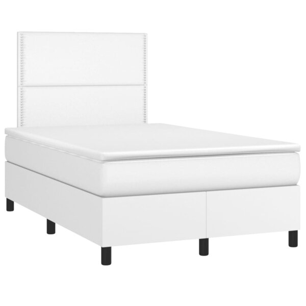 vidaXL Sommier à lattes de lit avec matelas blanc 120x190cm similicuir