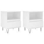vidaXL Tables de chevet 2 Pièces blanc 40x35x50 cm bois d’ingénierie