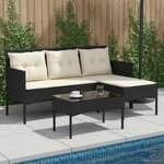 vidaXL Ensemble de canapé de jardin 2 Pièces Noir et Crème polyrotin
