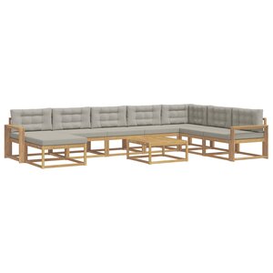 vidaXL Ensemble de canapés d'extérieur 9 Pièces Blanc et gris clair