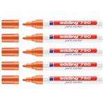 Marqueur Peinture 750 Orange Pointe Moyenne 2-4 mm x 5 EDDING