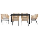 vidaXL Ensemble de salle à manger pour jardin 7 Pièces Marron Poly rotin