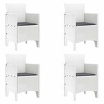 vidaXL Chaise de jardin 4 pc Blanc Polypropylène
