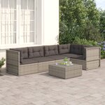 vidaXL Salon de jardin 5 Pièces avec coussins Gris Résine tressée
