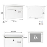Boîte aux Lettres en Acier  Deco E5701  Fond Étroit  Anti-pluie  Blanc