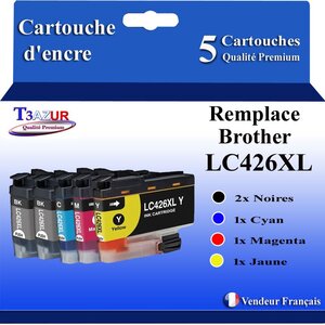 T3AZUR- 5x Cartouche compatible avec Brother LC426 XL pour Brother MFC-J4335DW  MFC-J4340DW  MFC-J4340DWE