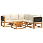vidaXL Ensemble de canapés de jardin 6 pièces avec coussins en bois d'acacia et rotin