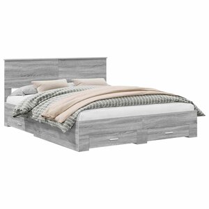 vidaXL Cadre de lit Gris Sonoma 160 x 200 cm Bois d'ingénierie