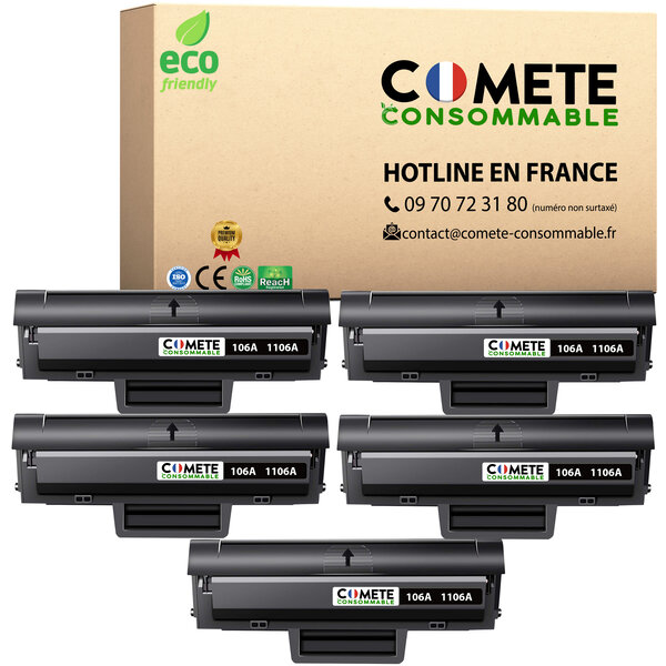106A - Pack de 5 Toners compatibles HP 106A W1106A Noir - Entreprise française