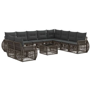 vidaXL Ensemble de canapé de jardin 11 Pièces Gris et Gris foncé