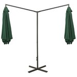 vidaXL Parasol de jardin double avec mât en acier vert 600 cm