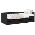 vidaXL Lit de jour avec tiroirs noir 75x190 cm bois d'ingénierie