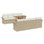 vidaXL Ensemble de canapé de jardin de 9 pièces avec coussins beige poly rattan acacia