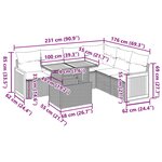 vidaXL Salon de jardin avec coussins 7 Pièces noir résine tressée acacia