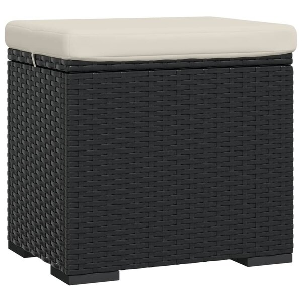 vidaXL Pouf avec coussin noir 40x30x40 cm résine tressée