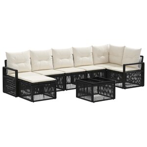 vidaXL Ensemble de canapé de jardin 8 pc Noir polyrotin