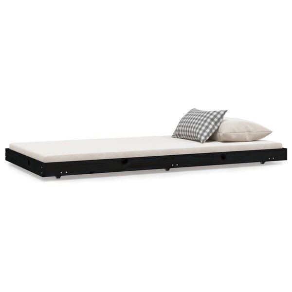 vidaXL Cadre de lit sans matelas noir 75x190 cm bois de pin massif