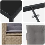 vidaXL Ensemble de Salle à Manger de Jardin 7 Pièces avec Coussins - Rattan Poly Beige