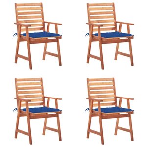 vidaXL Chaises à manger d'extérieur lot de 4 et coussins Acacia massif