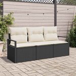 vidaXL Ensemble de canapé de jardin 3 Pièces Noir Poly rotin