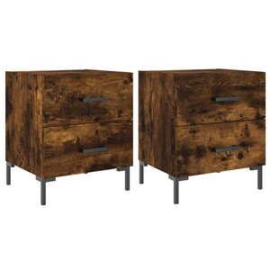 vidaXL Tables de chevet 2Pièces chêne fumé 40x35x47 5cm bois d’ingénierie