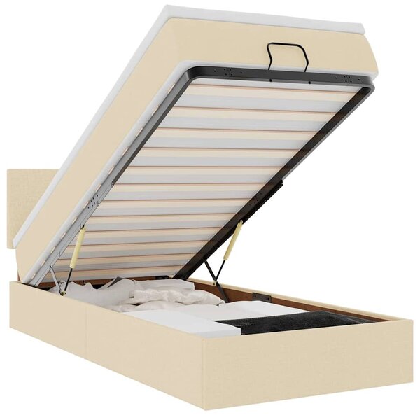 vidaXL Lit ottoman avec matelas crème 100x200 cm tissu