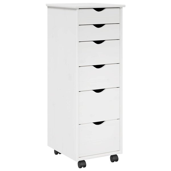 vidaXL Cabinet roulant 34 x 39 x 93 5 cm Bois de Pin Massif Blanc