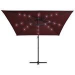 Vidaxl parasol déporté avec lumières led rouge bordeaux 250x250 cm
