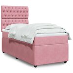 vidaXL Sommier à lattes de lit avec matelas Rose 100x200 cm Velours