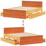 vidaXL Cadre de lit sans matelas avec tête de lit brun cire 160x200 cm