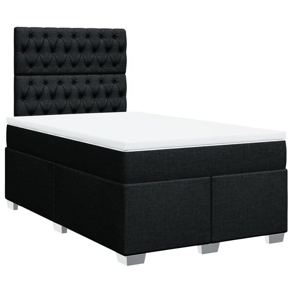 vidaXL Sommier à lattes de lit avec matelas Noir 120x200 cm Tissu