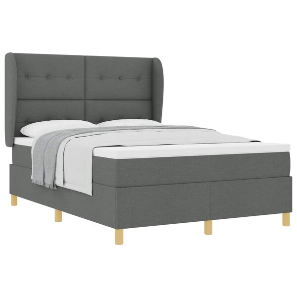 vidaXL Lit à ressorts avec matelas Gris foncé 200 x 140 cm tissu
