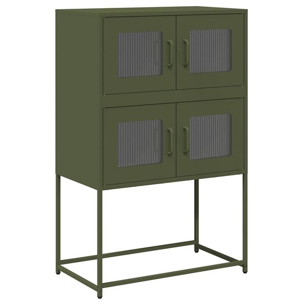 vidaXL Buffet haut vert olive 68x39x107 cm acier