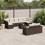 vidaXL Salon de jardin 10 Pièces avec coussins marron résine tressée