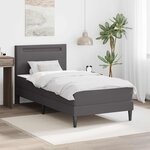 vidaXL Cadre de lit avec bandes LED Gris 100 x 200 cm Simili cuir