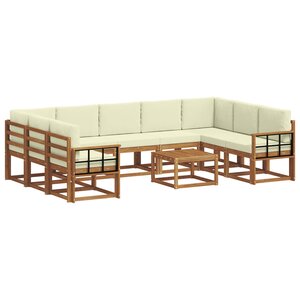 vidaXL Ensemble de canapés d'extérieur 10 pc Naturel et Crème
