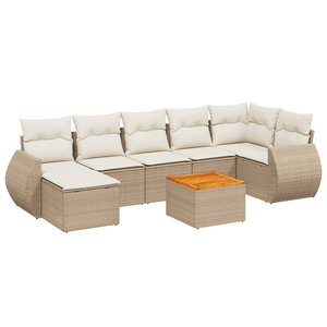 vidaXL Salon de jardin avec coussins 8 Pièces beige résine tressée
