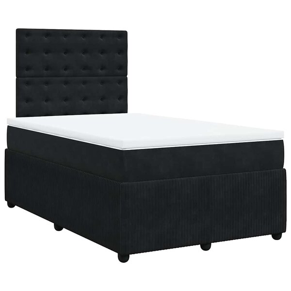 vidaXL Sommier à lattes de lit avec matelas noir 120x190 cm velours