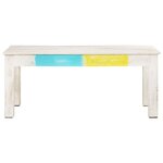 vidaXL Table basse Blanc 110x60x45 cm Bois de manguier massif