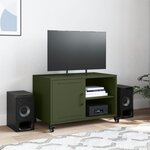 vidaXL Meuble TV vert olive 68x39x43 5 cm acier