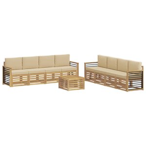 vidaXL Ensemble de canapés d'extérieur 9 pc Blanc et Beige Polyester