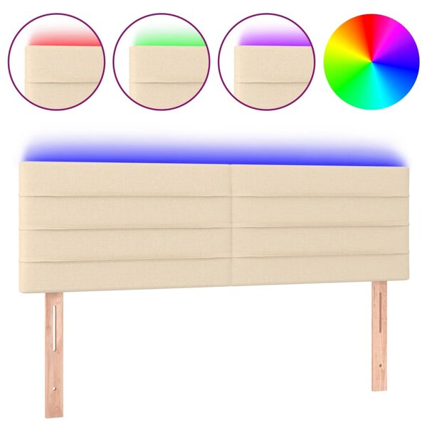 vidaXL Tête de lit à LED Crème 144x5x78/88 cm Tissu